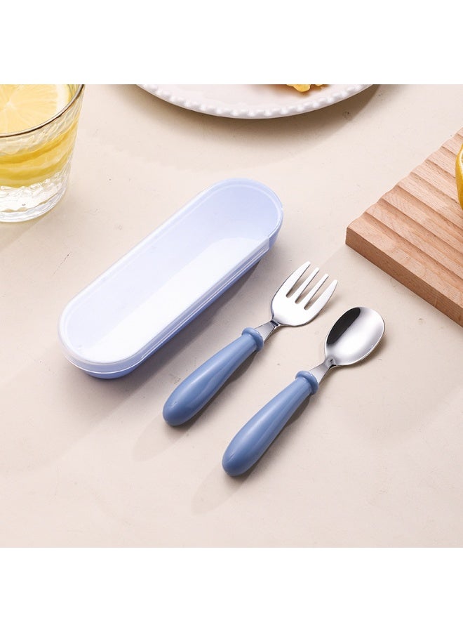 304 Stainless Steel Children's Spoon Fork Suit Student Baby Feeding Tableware Baby Dining Portable Box